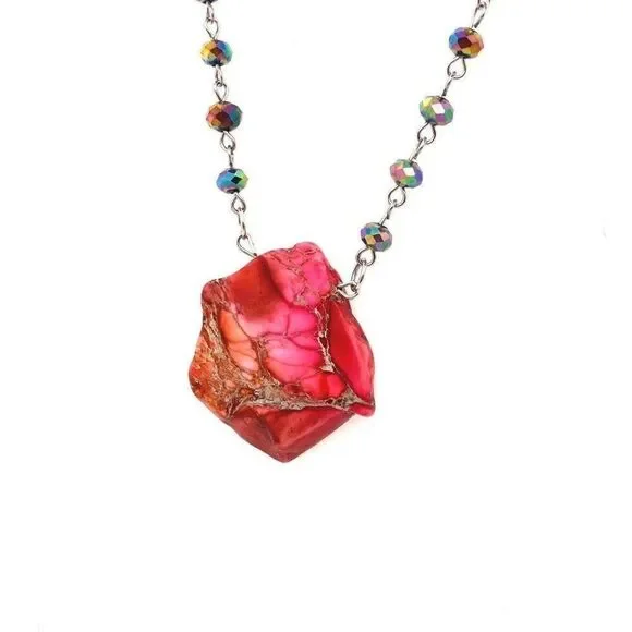 Pink Stone Long Necklace (n1) - Picture 2 of 4